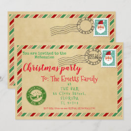 jultomten brev, gammal brev-tomten party inbjudningar