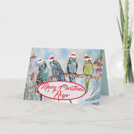 Jultomten Budgies Budgie Funny Bird Card Kort