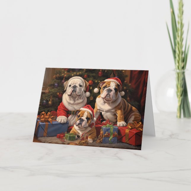 Jultomten Bulldog Julhälsningskort Tack Kort (Framsida)