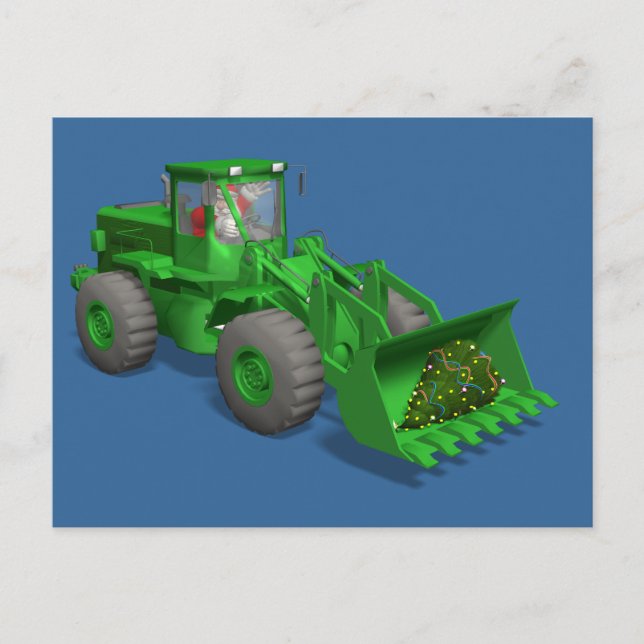 Jultomten Bulldozer operator Helg Vykort (Framsida)