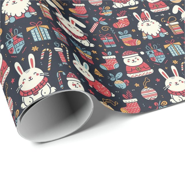 Jultomten Bunnies Rumänska Flagga färg Presentpapper (Rullad Hörn)