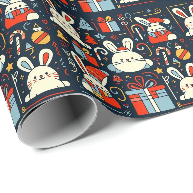 Jultomten Bunnies Rumänska Flagga färg Presentpapper (Rullad Hörn)