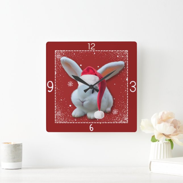 Jultomten Bunny Clock Fyrkantig Klocka (Hem)
