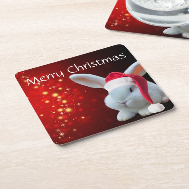 Jultomten Bunny Underlägg Papper Kvadrat (Vinklad)