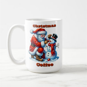 Jultomten Bygger Snögubbe i Winter Wonderland Kaffemugg