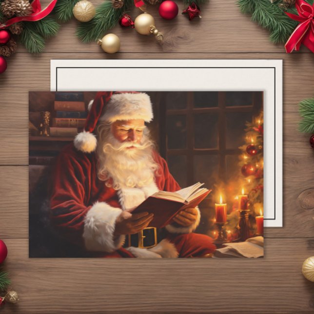 Jultomten Candlelight Träd jul Julkort (Vintage Santa Claus Christmas greeting card)