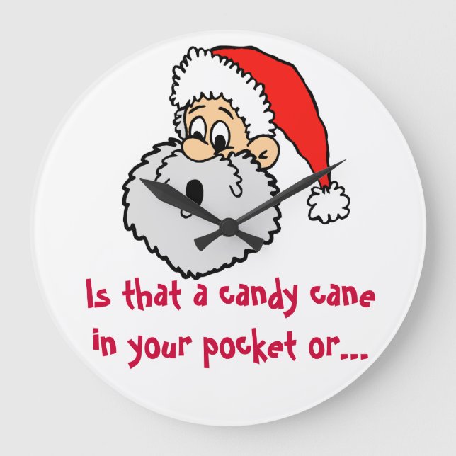 jultomten Candy cane Pocket Joke Stor Klocka (Framsida)