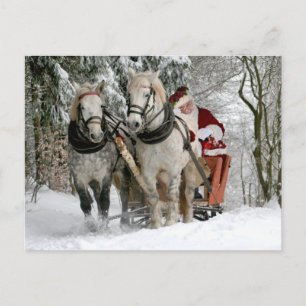 Jultomten Carriage Helgdag Vykort