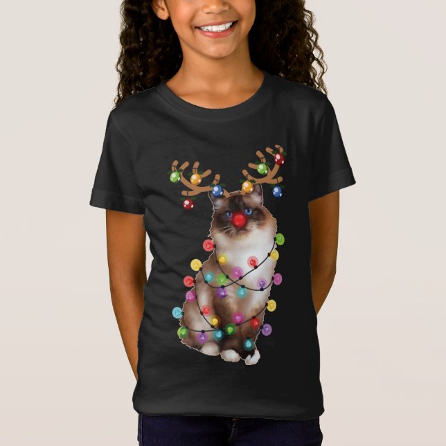 Jultomten Cat, Birman, Julafton, Cat Lover T Shirt (Framsida)