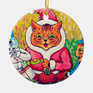 jultomten Cat, Louis Wain Julgransprydnad Keramik