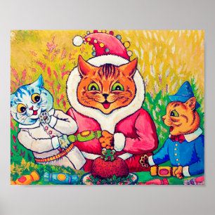 Jultomten Cat, Louis Wain Poster