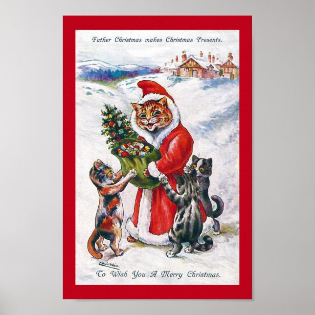 Jultomten Cat, Louis Wain Poster (Framsidan)