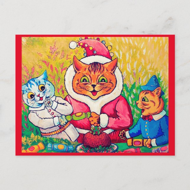 Jultomten Cat, Louis Wain Vykort (Framsida)