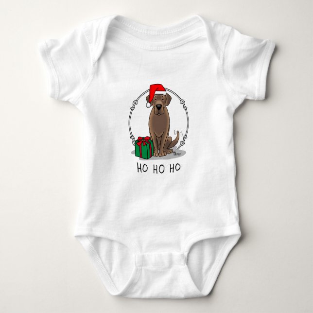 jultomten Chocolate Labrador Retriever Cute T Shirt (Framsida)