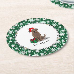 jultomten Chocolate Labrador Retriever Funny Underlägg Papper Rund