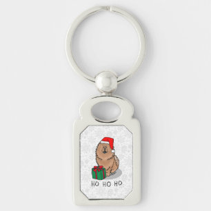 Jultomten Chow Chow Hund (kanel) Cute Rektangulärt Silverfärgad Nyckelring