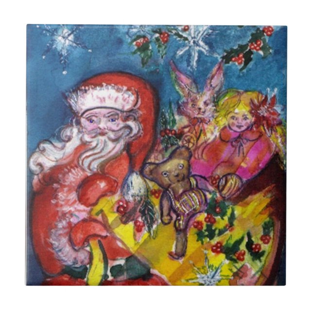 JULTOMTEN, CHRISTMAS GIFT SACK OCH LEKSAKER KAKELPLATTA (Framsidan)