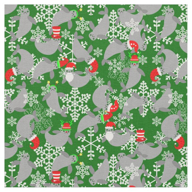 jultomten christmas manatee grönt tyg (Närbild)