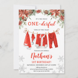 Jultomten Clothesline Birthday Inbjudningar