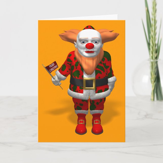 Jultomten Clown Helgkort (Framsida)
