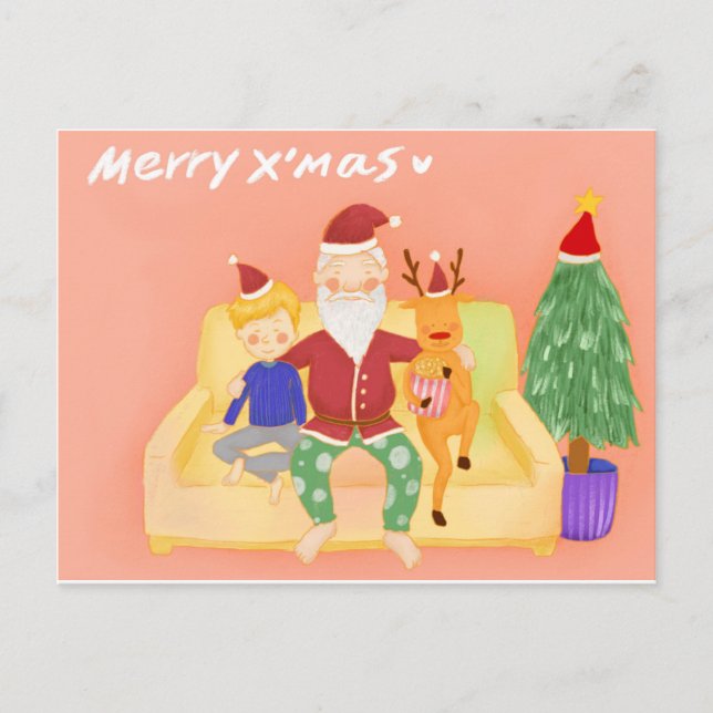 jultomten Coming Home Vykort (Framsida)