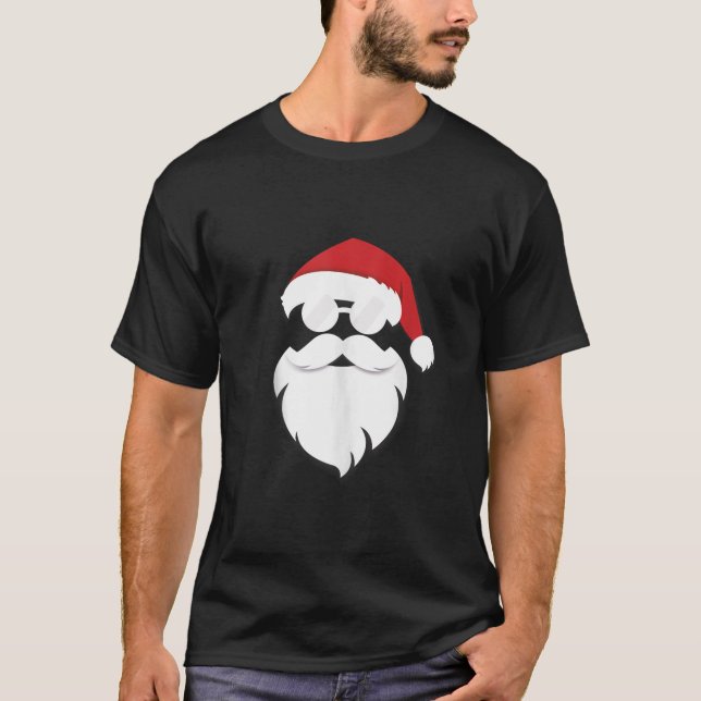 Jultomten Coola Beard Hat Sunglasses Roligt Christ T Shirt (Framsida)