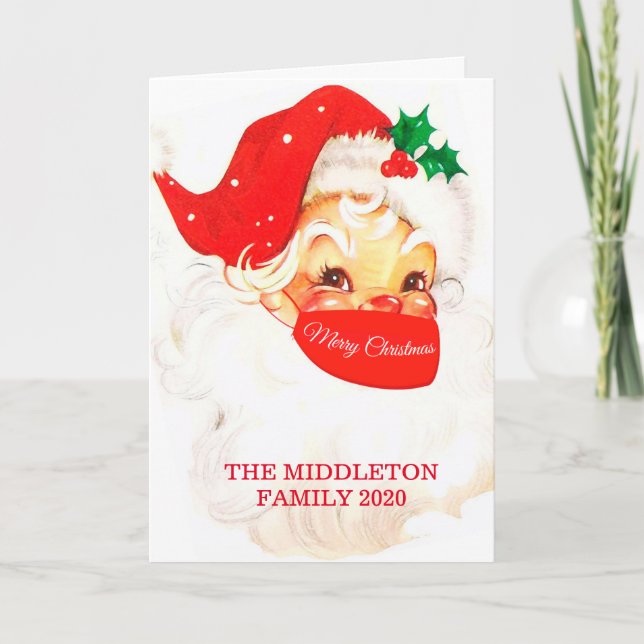 Jultomten Corona Mask Social Avstånd Red Kort (Framsida)