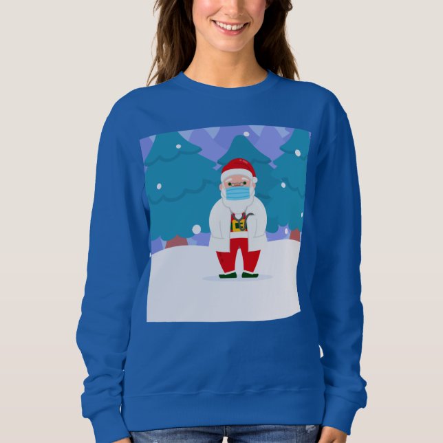 jultomten covid christmas ansikte mask doktor t shirt (Framsida)