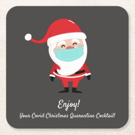 Jultomten Covid jul Quarantine Cocktail Underlägg Papper Kvadrat