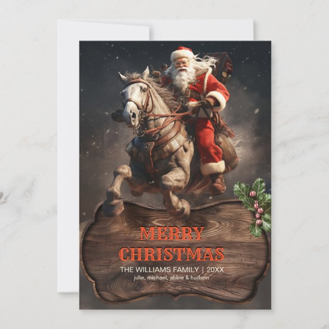 Jultomten Cowboy Art Inbjudningar (Framsida)