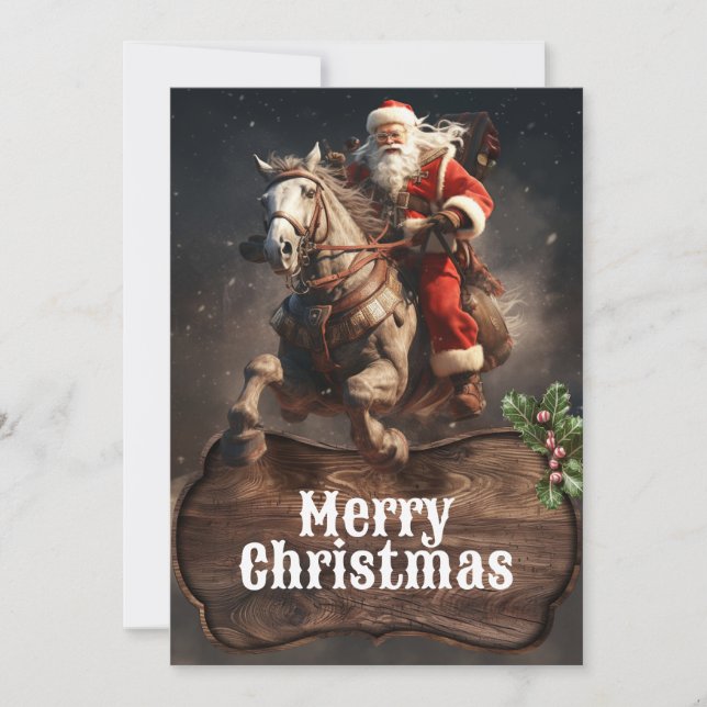 Jultomten Cowboy Art Julkort (Framsida)