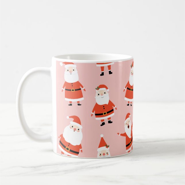 Jultomten, Cute Rosa Seamless Mönster. Kaffemugg (Vänster)