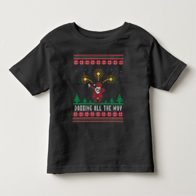 Jultomten Dabbing all Way Ugly Sweater Stil Tee (Framsida)