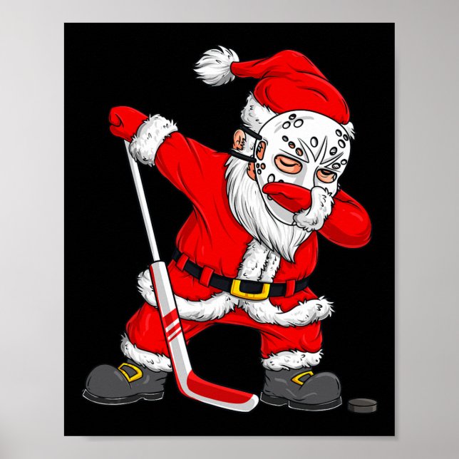 Jultomten Dabbing Hockey Player Boys Kids Da Poster (Framsidan)