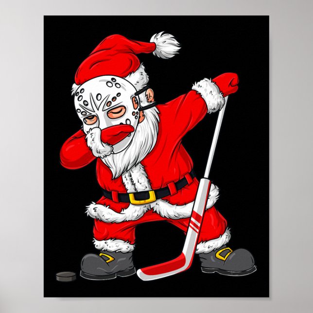 Jultomten Dabbing Hockey Player Boys Kids Da Poster (Framsidan)
