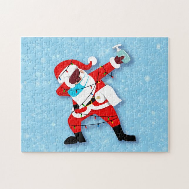 Jultomten Dabbing Julkovid Pussel (Horisontell)