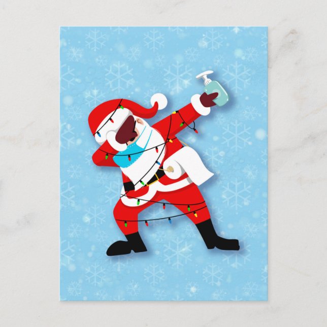 Jultomten Dabbing Julkovid Vykort (Framsida)