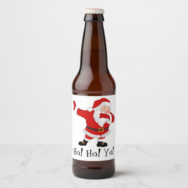 Jultomten Dabbing Personalize Ölflaska Etikett (Framsida)