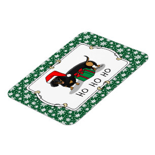 Jultomten Dachshund (S svart och tan) Cute Magnet