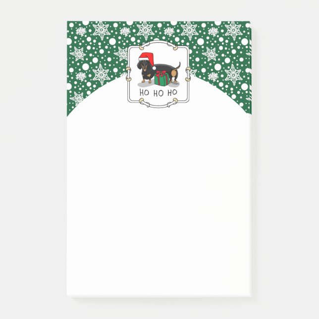 Jultomten Dachshund (S svart och tan) Cute Post-it Block (Framsida)