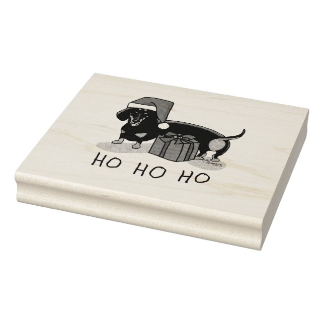 Jultomten Dachshund (S svart & tan) - Lustigt Stämpel (Stämpel)