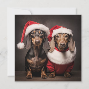 Jultomten Dachshund Twillingar Julkort
