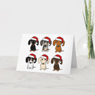 jultomten Dachshunds Cute Wiener Hundar jul Helgkort