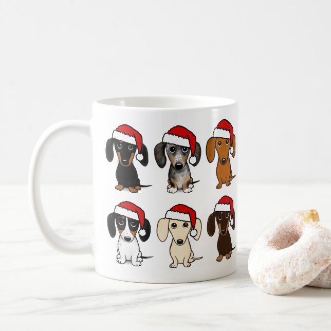 jultomten Dachshunds Cute Wiener Hundar jul Kaffemugg (Med munk)