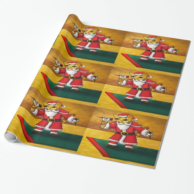 Jultomten Darts Cat Presentpapper (Utrullad)