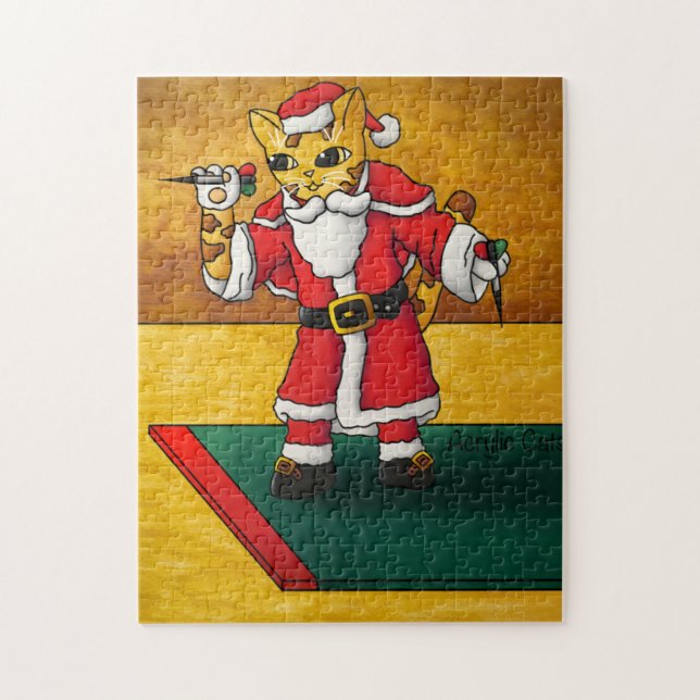 Jultomten Darts Cat Pussel (Vertikal)