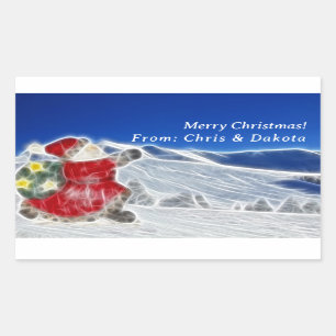 Jultomten, Dasch Thru Julen Snö Rektangulärt Klistermärke