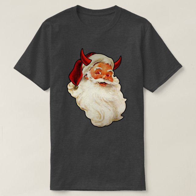 Jultomten Djävulen Satan Horns Funny Gift T Shirt (Design framsida)