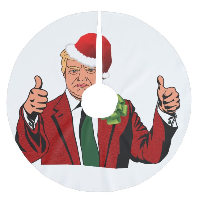 jultomten donald trump julgran skirt julgransmatta borstad polyester (Framsidan)