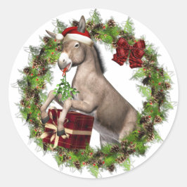 jultomten Donkey Santa Helgdag Stickers Runt Klistermärke